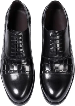 Mens Oxfords Formal Dress Suit Shoes Genunie Leather Cap Toe Modern Shoes Men's Fashion Prom Wedding Business Casual Luxury Derby Comfortable Tuxedo Shoes for Men