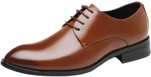 Men's Polishing Leather Lace-Up Oxfords Genuine Derby Fashion Formal Tuxedo Walking Shoes
