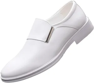 Men's Slip-On Leather Derby Oxford Shoes Lace-Up Comfortable Non-Slip Dress Sneakers, Low Top Walking Shoes Fashion Sneakers