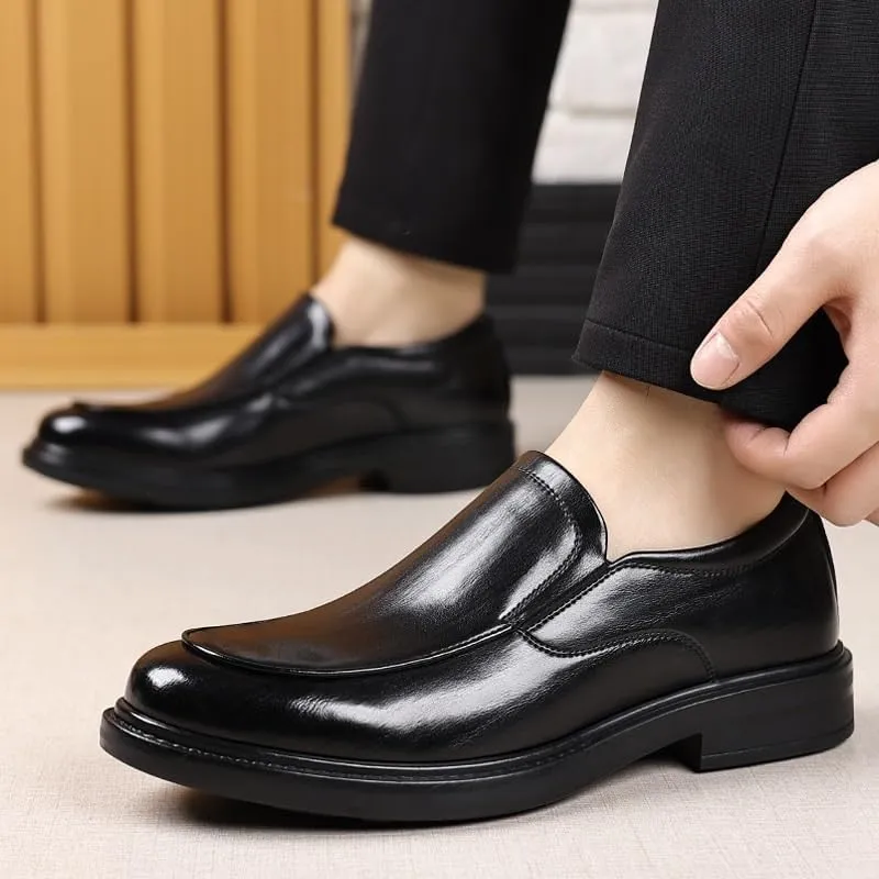 Men's Slip-On Perforated Leather Loafers Intricate Brogue Detailing for Summer Wedding Receptions