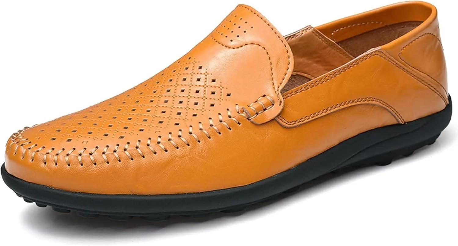 Men's Summer Flat Loafers Driving Shoes Casual Faux Leather Loafers Men's Boat Shoes
