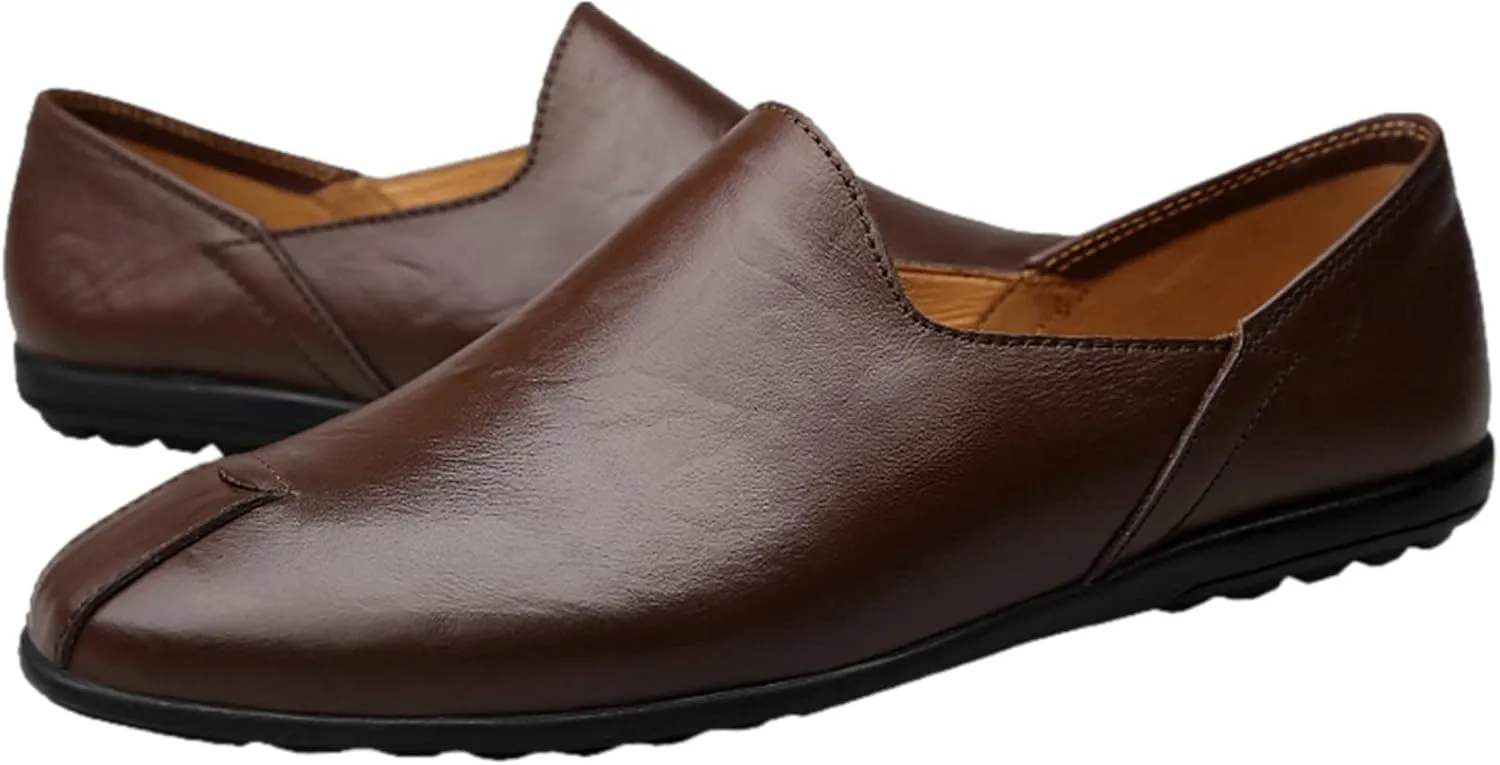 Men's Super Soft Genuine Leather Loafers Flat Heel Slip-On Casual Driving Shoes