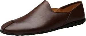 Men's Super Soft Genuine Leather Loafers Flat Heel Slip-On Casual Driving Shoes