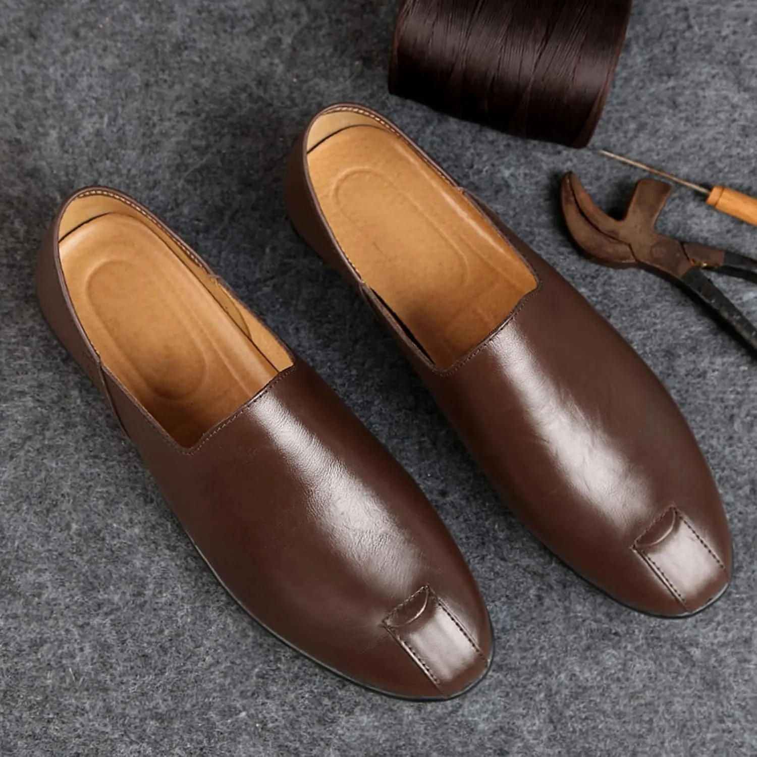 Men's Super Soft Genuine Leather Loafers Flat Heel Slip-On Casual Driving Shoes