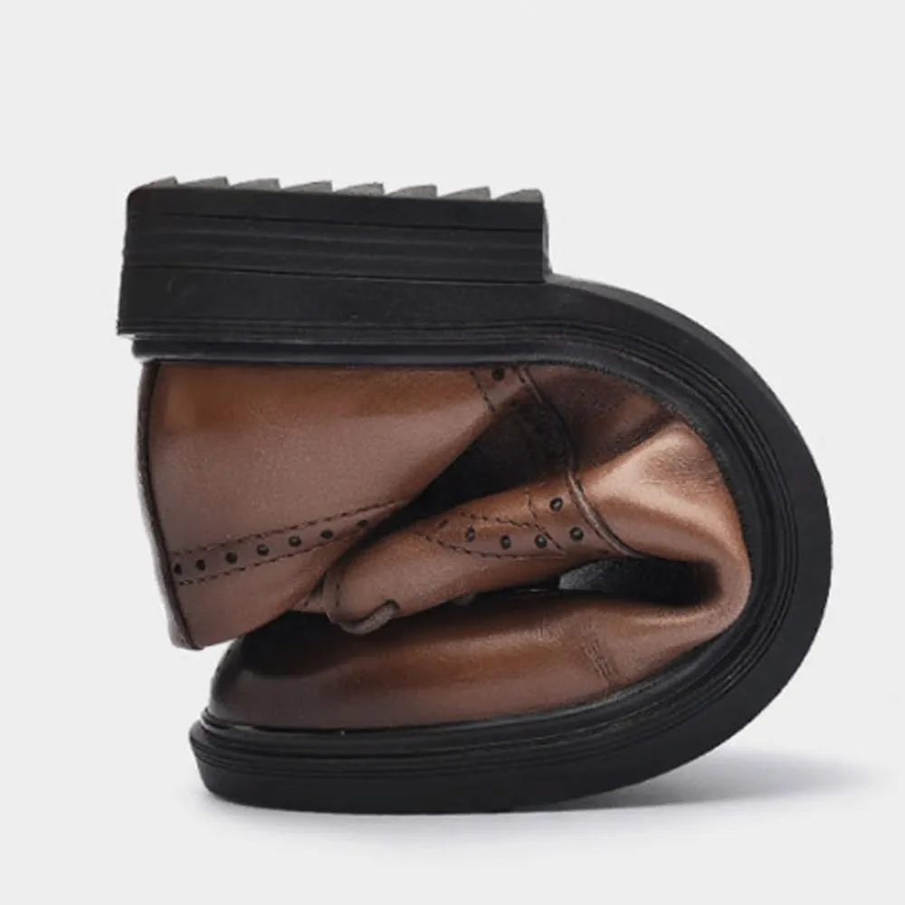 Mens Wide Dress Shoes Men Genuine Cow Leather Brogue Wedding Business Men's Casual Flats Shoes Luxury Oxford Shoes for Men's Shoes Platform Shoes