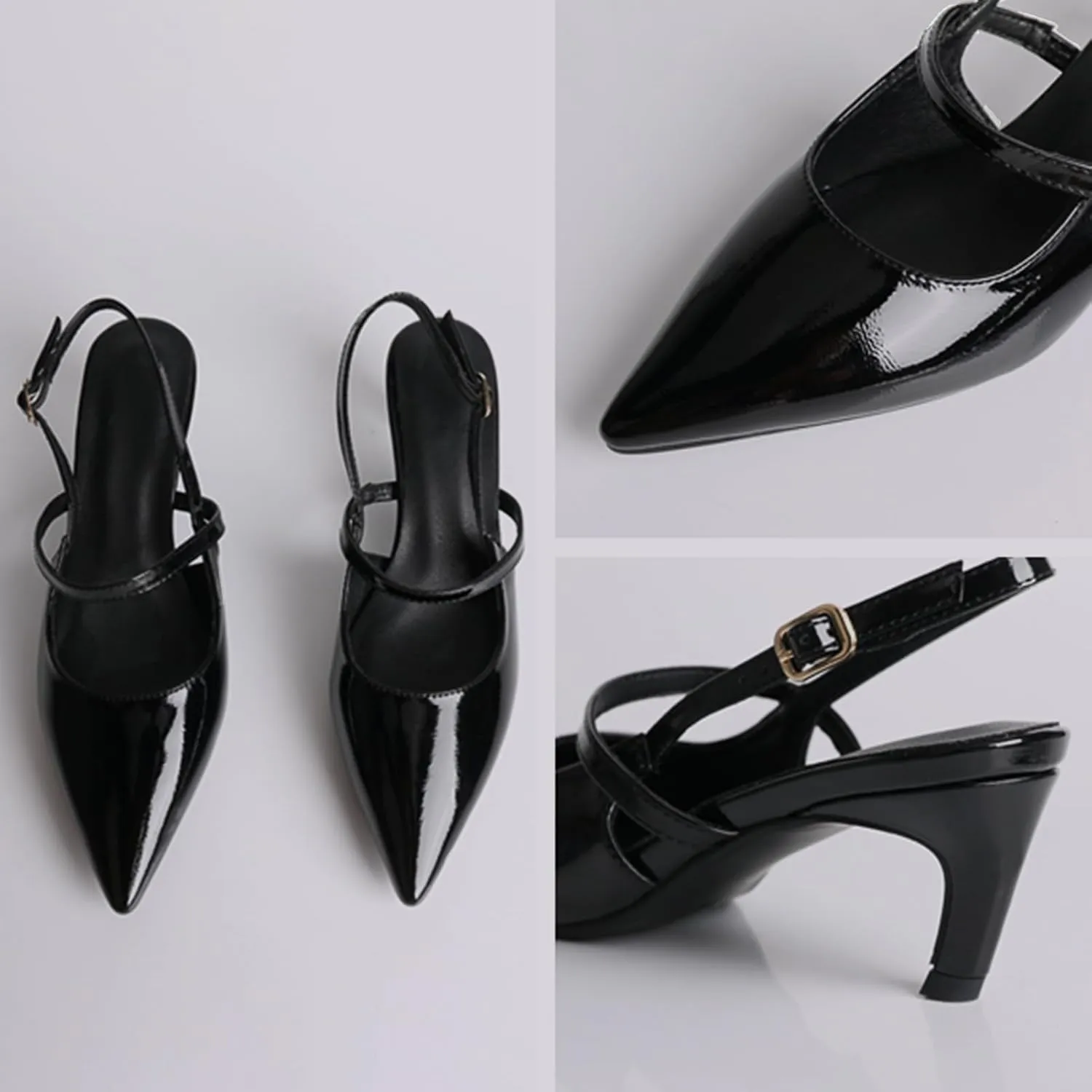 MEOTINA Slingback Heels for Women Kitten Heel Closed Pointed Toe Dressy Sandals Pumps for Wedding Party Casual Shoes