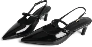 MEOTINA Slingback Heels for Women Kitten Heel Closed Pointed Toe Dressy Sandals Pumps for Wedding Party Casual Shoes