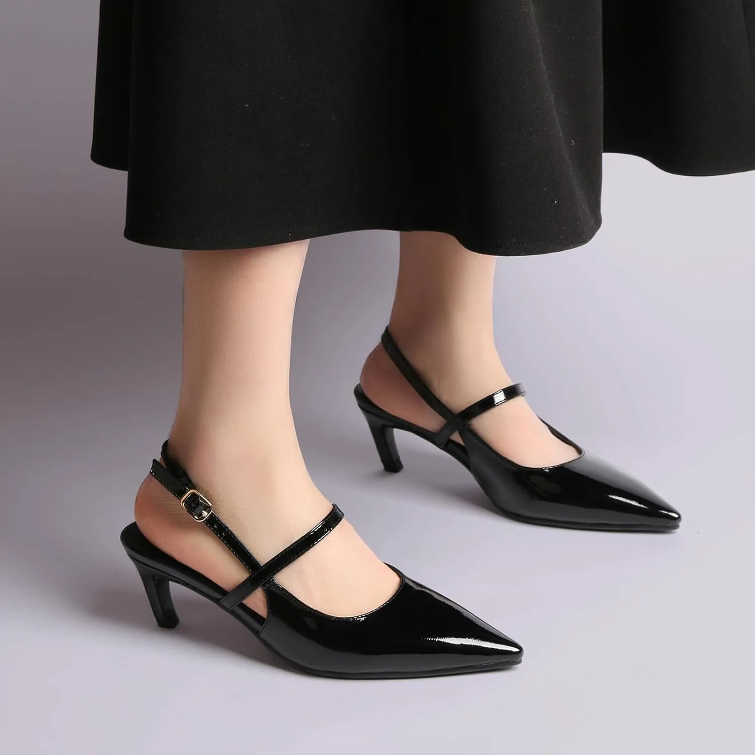 MEOTINA Slingback Heels for Women Kitten Heel Closed Pointed Toe Dressy Sandals Pumps for Wedding Party Casual Shoes
