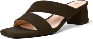 MODENCOCO Womens Open Toe Slip On Dating Fashion Suede Stylish Chunky Low Heel Heeled Sandals 2 Inch