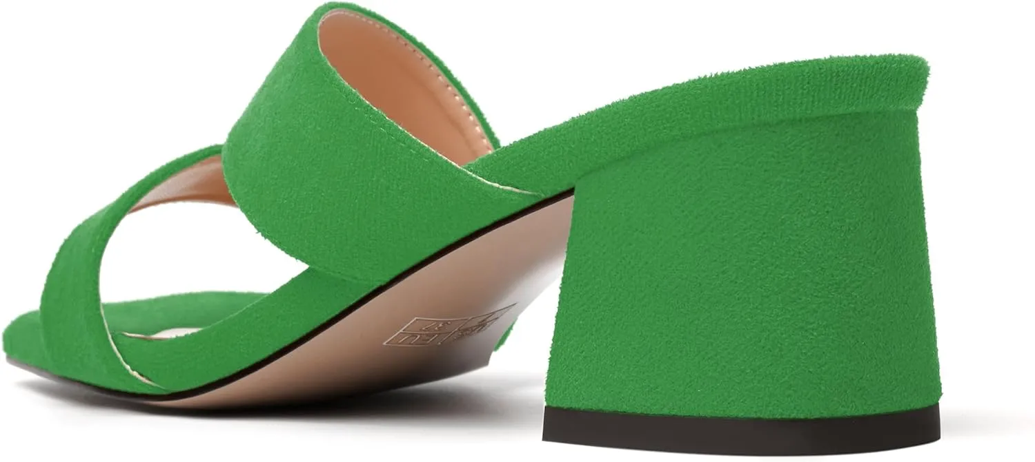 MODENCOCO Womens Open Toe Slip On Dating Fashion Suede Stylish Chunky Low Heel Heeled Sandals 2 Inch