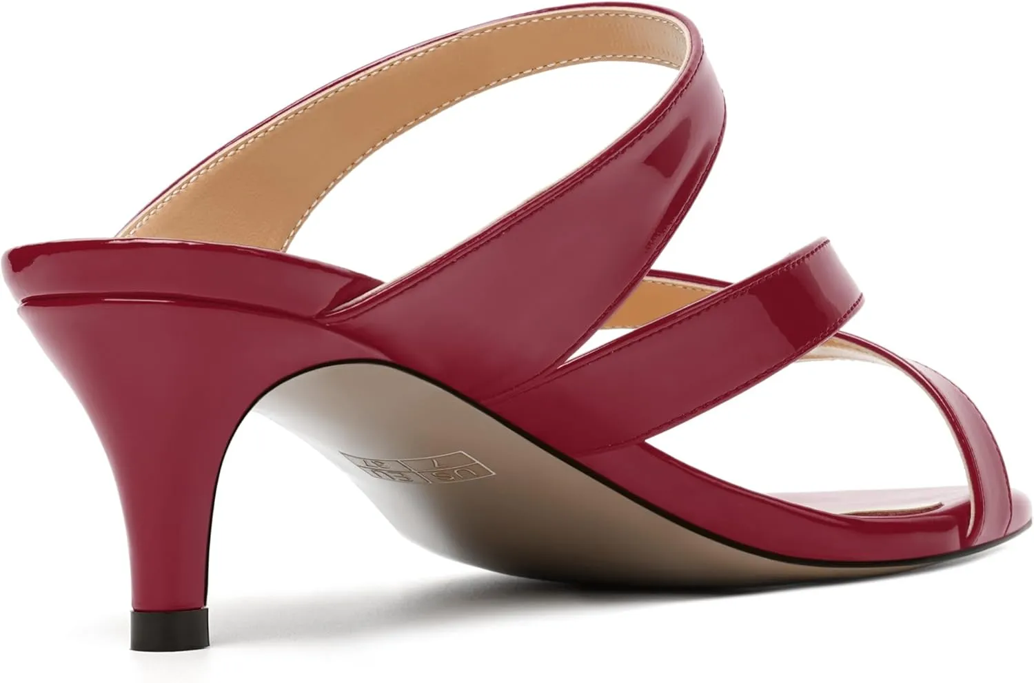 MODENCOCO Womens Patent Party Open Toe Stylish Casual Strappy Slip On Kitten Low Heel Heeled Sandals 2 Inch