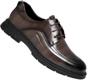 Modern Round Toe Men's Dress Shoes Genuine Leather Upper Wedding Reception Business Conferences Air-Cushioned Footbed