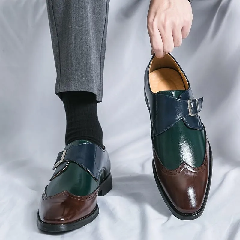 New Dress Oxford Shoes for Men Formal Dress Shoes for Men Lace Up Square Toe Brogue Cap Toe PU Leather Oxford Shoes Low Top Slip Resistant Anti-Slip Party