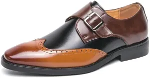 New Dress Oxford Shoes for Men Formal Dress Shoes for Men Lace Up Square Toe Brogue Cap Toe PU Leather Oxford Shoes Low Top Slip Resistant Anti-Slip Party