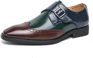 New Dress Oxford Shoes for Men Formal Dress Shoes for Men Lace Up Square Toe Brogue Cap Toe PU Leather Oxford Shoes Low Top Slip Resistant Anti-Slip Party