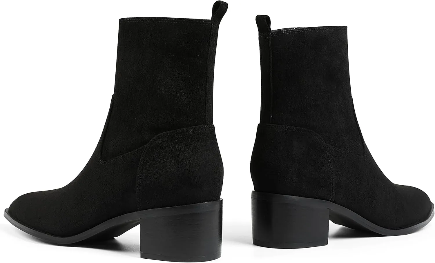 Oiamenne Women's Ankle Boots Pointed Toe Low Chunky Heel Ankle Booties Side Zipper Short Boots