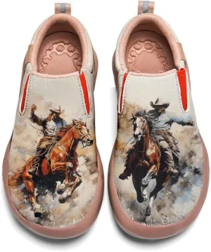 Onehorse Men's Leather Loafers Slip-on Casual Travel Shoes Cowboy Painted Footwear