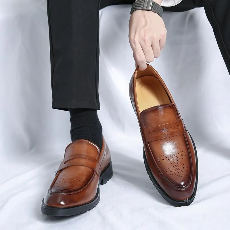 Oxford Shoes for Men Breathable Hollow Mens Wide Dress Shoes Men's Oxfords Leather Dress Shoes Pointed Toe Classic Formal Business Shoes