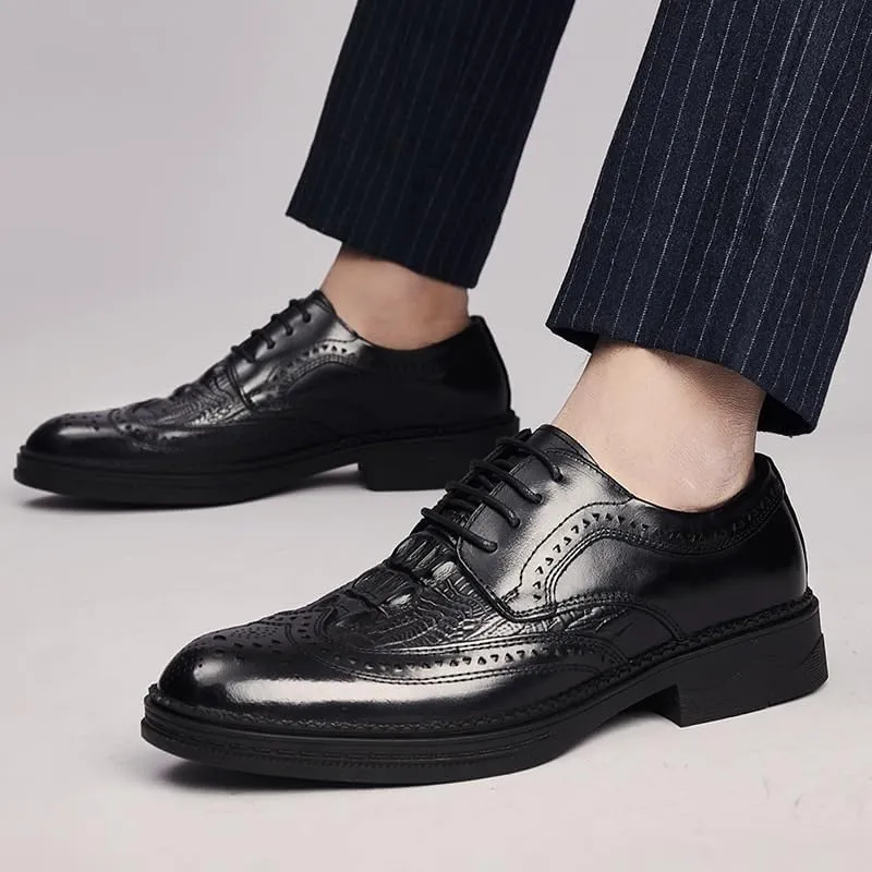 Oxford Shoes for Men British Men's Dress Shoes Casual Fashion Classic Black Handmade Leather Shoes Autumn Breathable Gentleman Dress Business Loafers