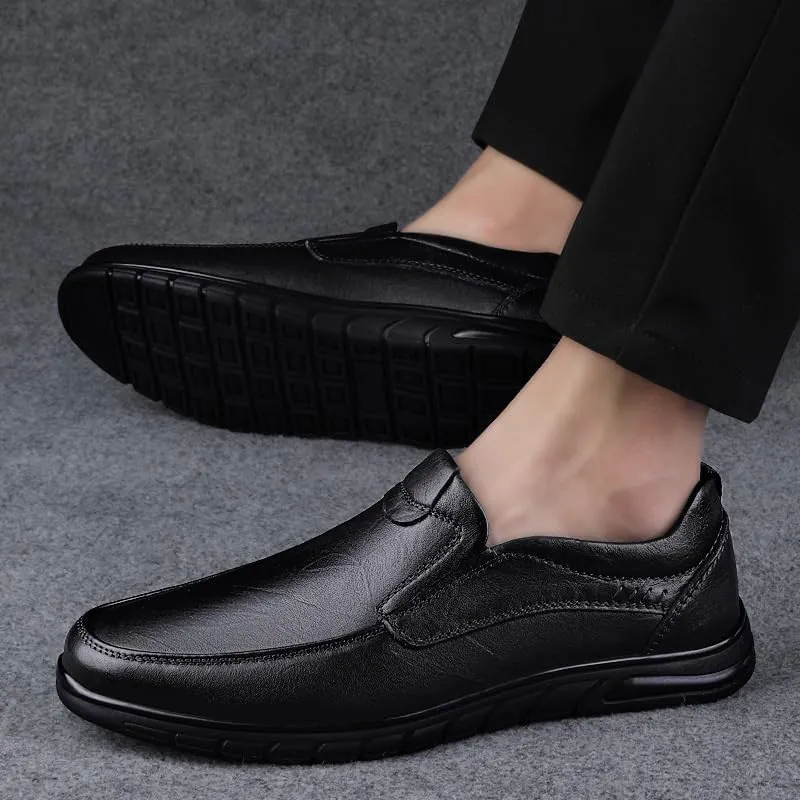 Oxford Shoes for Men Genuine Leather Men Casual Shoes Luxury Soft Men Loafers Moccasins Breathable Slip On Black Driving Shoes