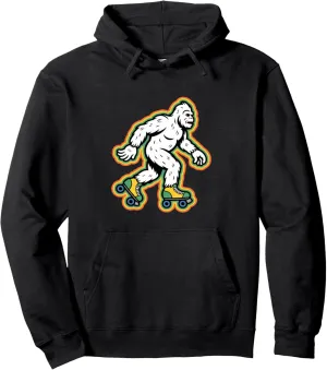 Retro Bigfoot In A Roller Skate Shoes Roller Skating Pullover Hoodie