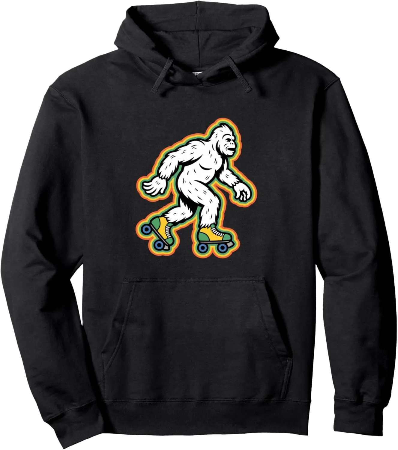 Retro Bigfoot In A Roller Skate Shoes Roller Skating Pullover Hoodie