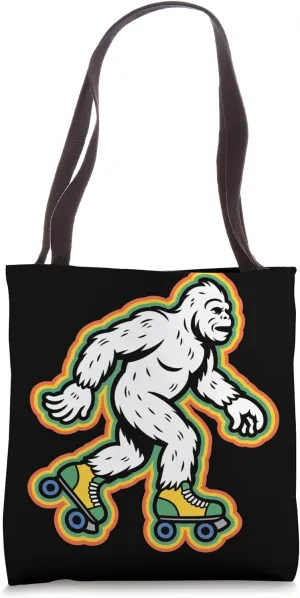 Retro Bigfoot In A Roller Skate Shoes Roller Skating Tote Bag