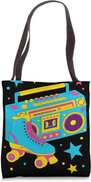 Retro Roller Skate Shoes and Radio Roller Skating Tote Bag