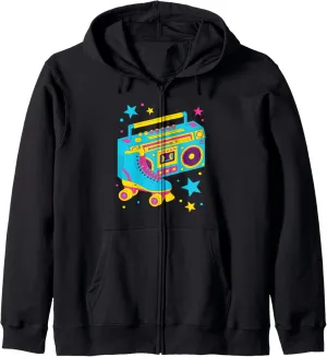 Retro Roller Skate Shoes and Radio Roller Skating Zip Hoodie
