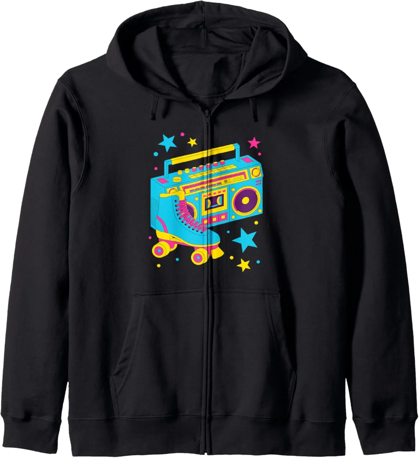 Retro Roller Skate Shoes and Radio Roller Skating Zip Hoodie