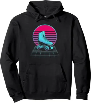 Retro Synthwave Vaporwave Roller Skate Shoes Pullover Hoodie