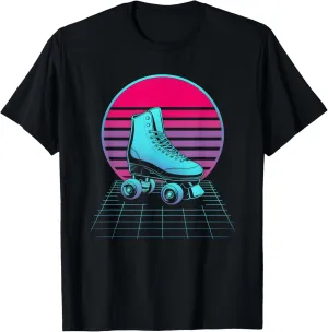 Retro Synthwave Vaporwave Roller Skate Shoes T-Shirt