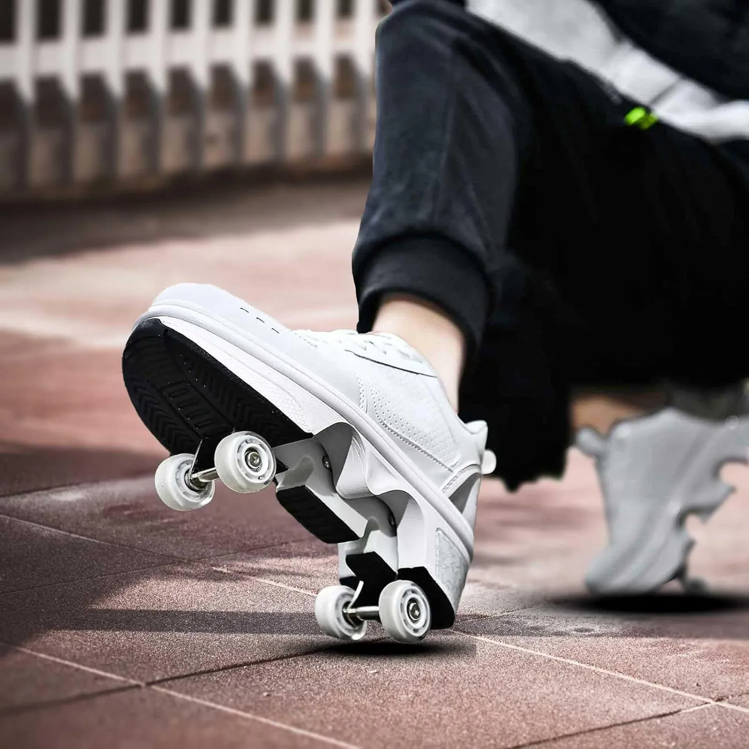 Roller Skate Shoes for Men, Double-Row Deform Wheel Automatic Walking Shoes, Retractable Roller Skate, Shoes with Wheels, Skating Shoes for Outdoor Fun & Fitness