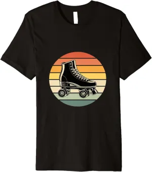Roller Skate Shoes Retro Sunset Roller Skating Premium T-Shirt