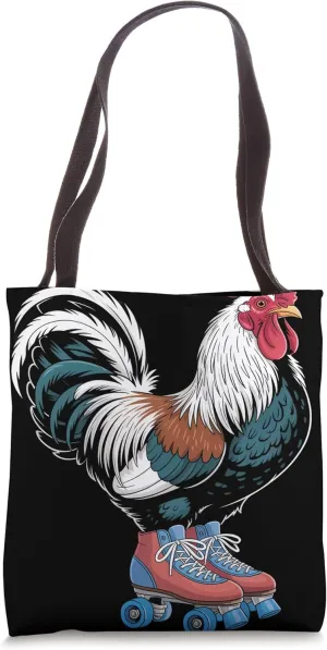 Rooster In Roller Skate Shoes Skater Roller Skating Tote Bag