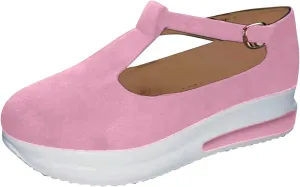 Sandals for Women Casual Dressy Summer Comfortable Non Slip on Ankle Strap Platform Wedges Walking Shoes Cushioned Loafers On Low Top Lightweight Canvas Wedge Breathble Sneakers for Outdoor Travel