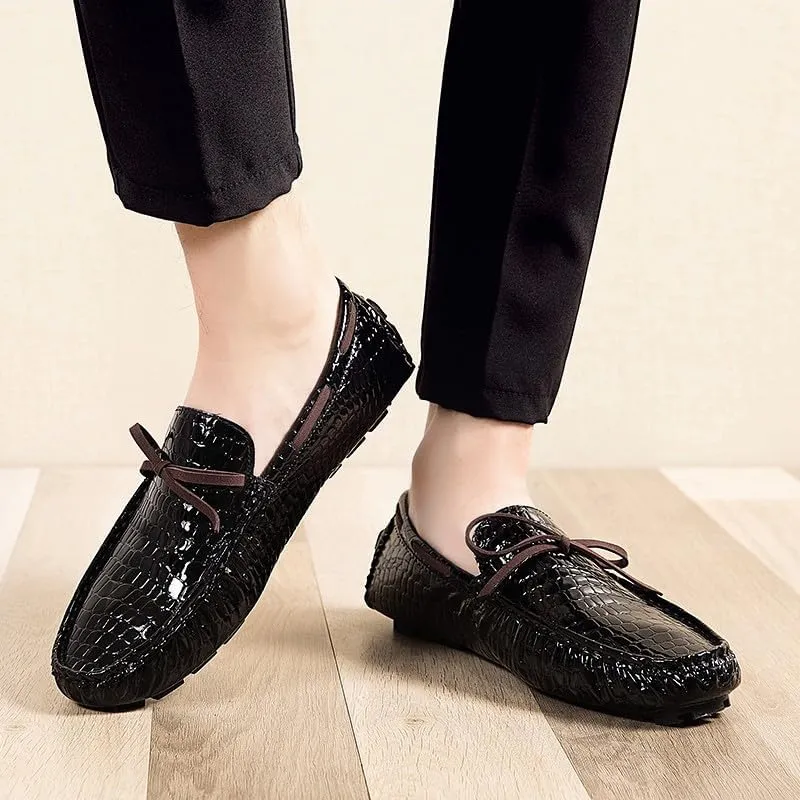 Santimon Men's Driving Moccasins for Men Slip On Loafers Dress Shoes Flats Leather Boat Shoes