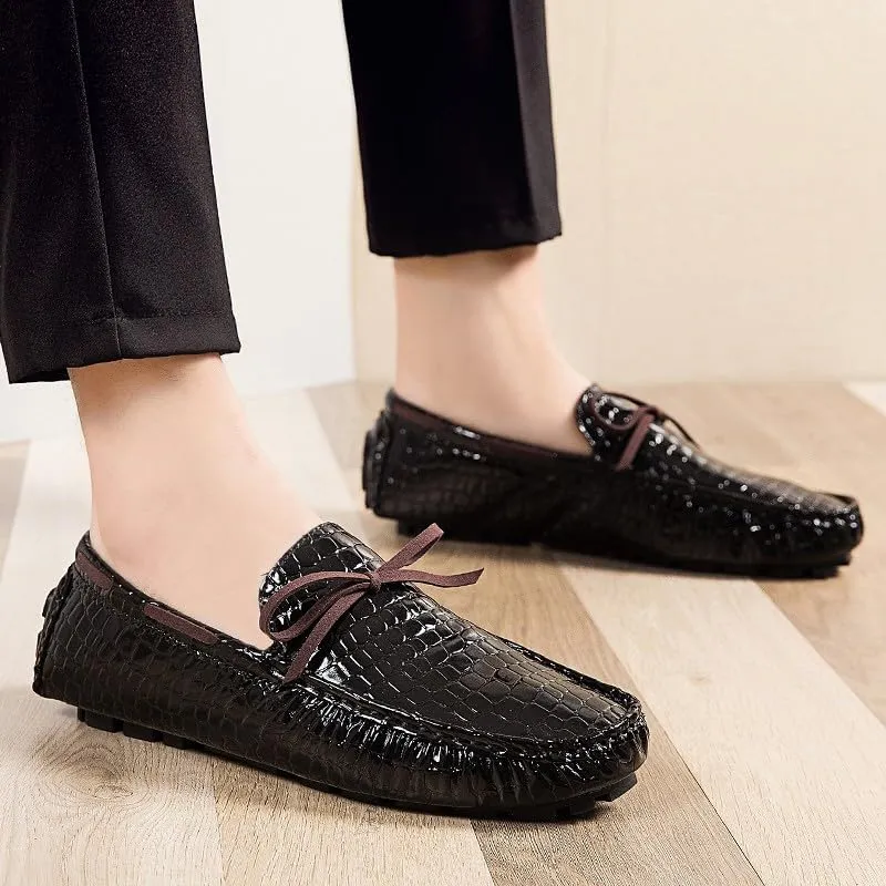 Santimon Men's Driving Moccasins for Men Slip On Loafers Dress Shoes Flats Leather Boat Shoes