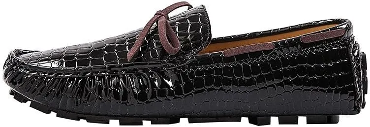 Santimon Men's Driving Moccasins for Men Slip On Loafers Dress Shoes Flats Leather Boat Shoes