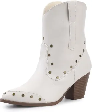 shoeslocker Women's The Western Wear Cowgirl Low Heel Fashion Ankle Shaft Boot Bootie