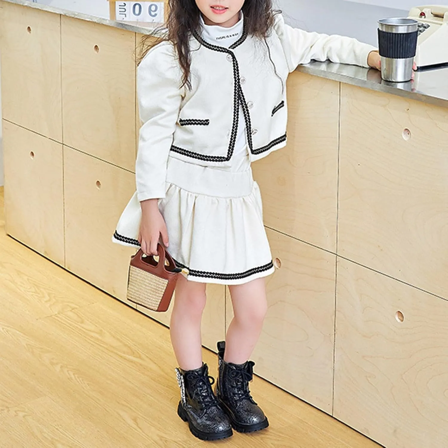 Short Boots for Girls Little Kid Side Zipper Combat Shoes with Lace up Boots Work Boots for Boys Girls