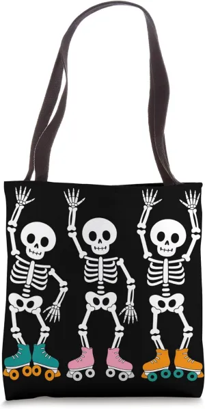 Skeleton in Roller Skate Shoes Funny Roller Skating Tote Bag
