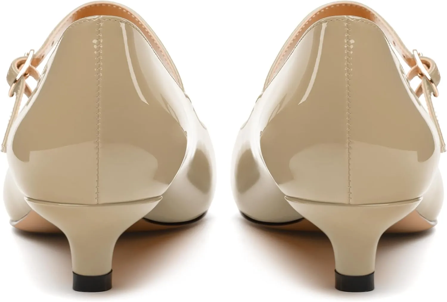 SKYSTERRY Mary Jane Shoes Women Pointed Closed Toe Low Kitten Heels Patent Leather Shoes Ankle Buckle Pumps Strappy Heels Dress Shoes for Women Work Comfortable Elegant