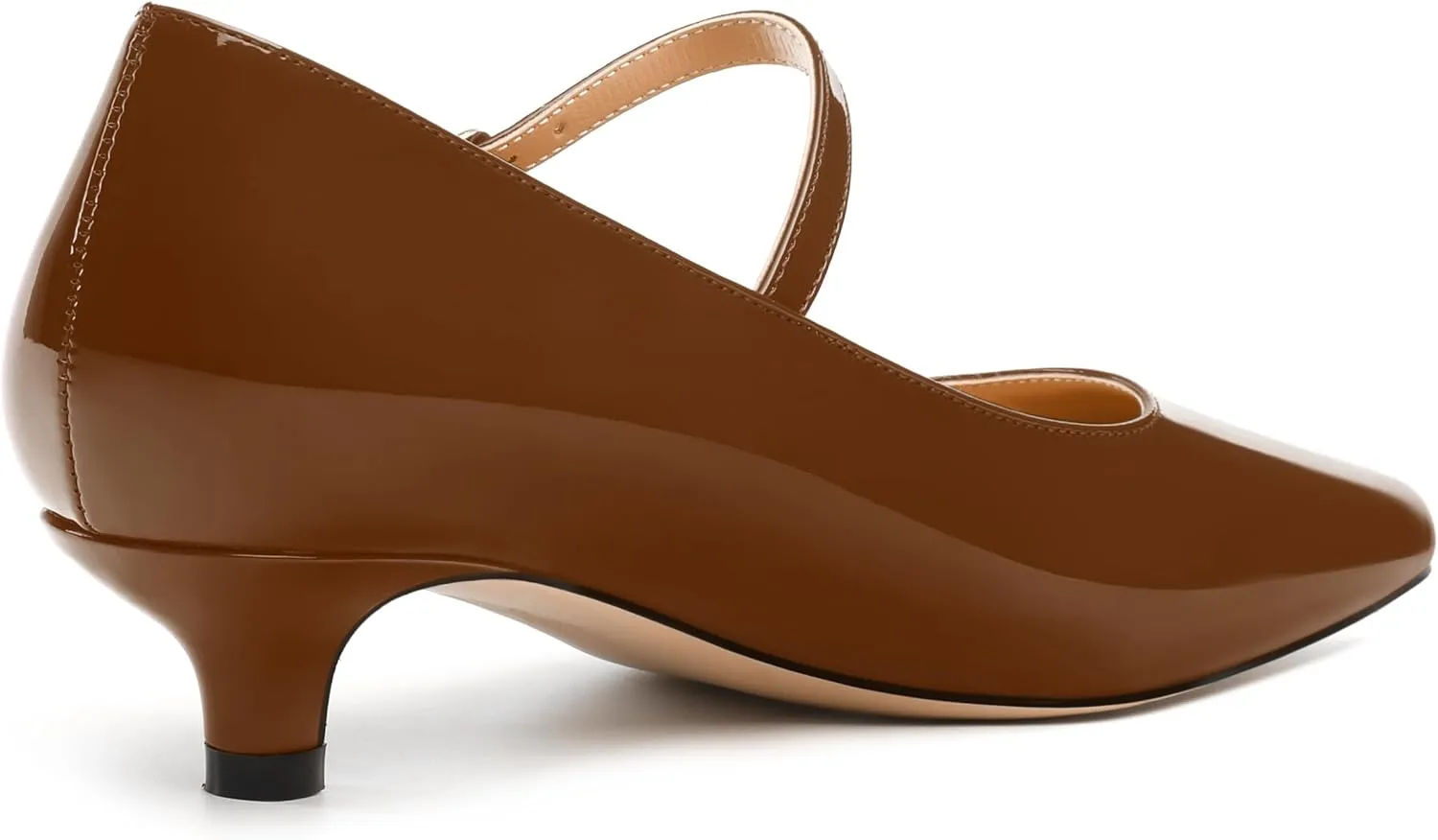 SKYSTERRY Mary Jane Shoes Women Pointed Closed Toe Low Kitten Heels Patent Leather Shoes Ankle Buckle Pumps Strappy Heels Dress Shoes for Women Work Comfortable Elegant