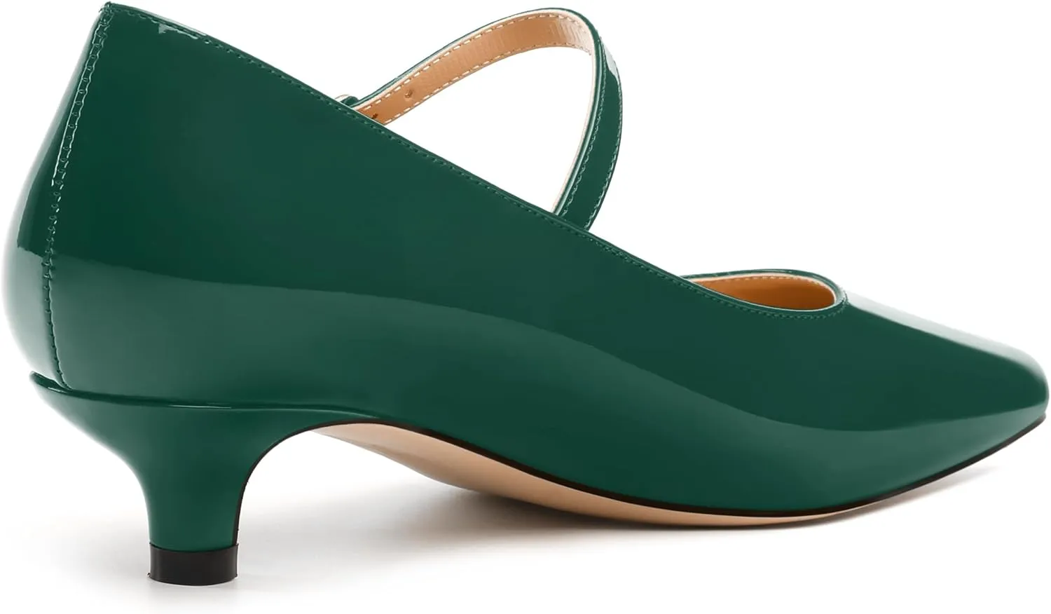 SKYSTERRY Mary Jane Shoes Women Pointed Closed Toe Low Kitten Heels Patent Leather Shoes Ankle Buckle Pumps Strappy Heels Dress Shoes for Women Work Comfortable Elegant