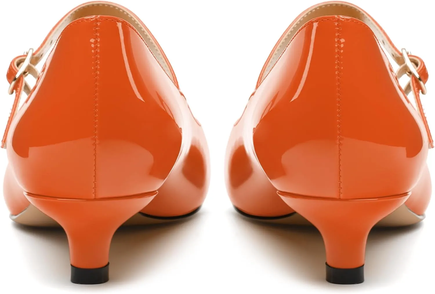 SKYSTERRY Mary Jane Shoes Women Pointed Closed Toe Low Kitten Heels Patent Leather Shoes Ankle Buckle Pumps Strappy Heels Dress Shoes for Women Work Comfortable Elegant