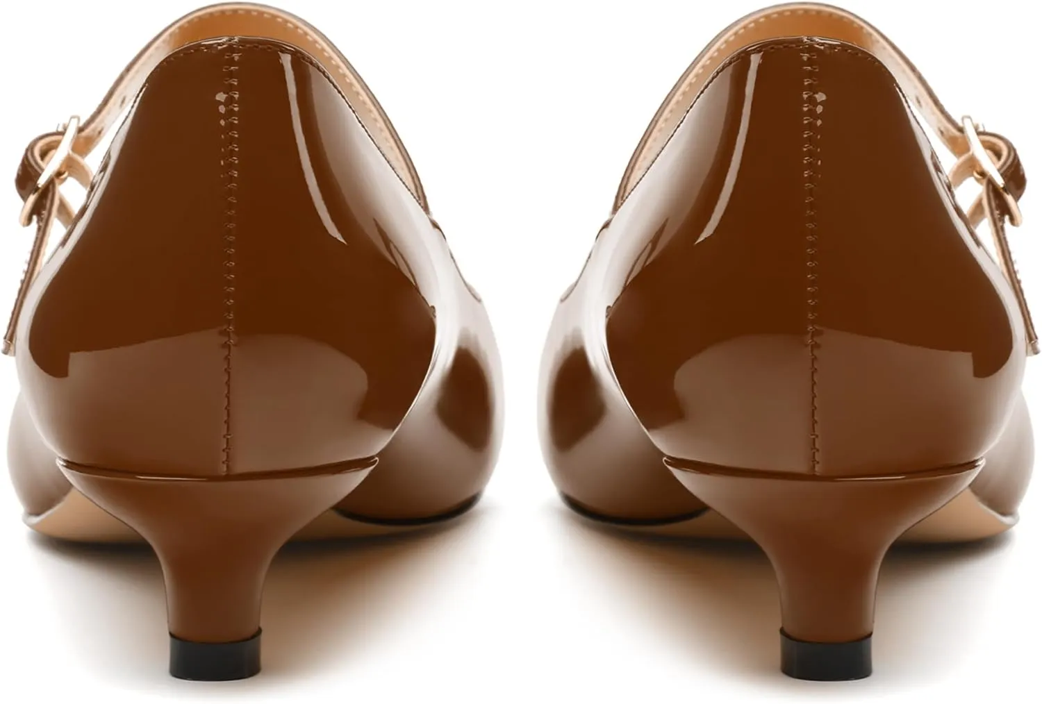 SKYSTERRY Mary Jane Shoes Women Pointed Closed Toe Low Kitten Heels Patent Leather Shoes Ankle Buckle Pumps Strappy Heels Dress Shoes for Women Work Comfortable Elegant