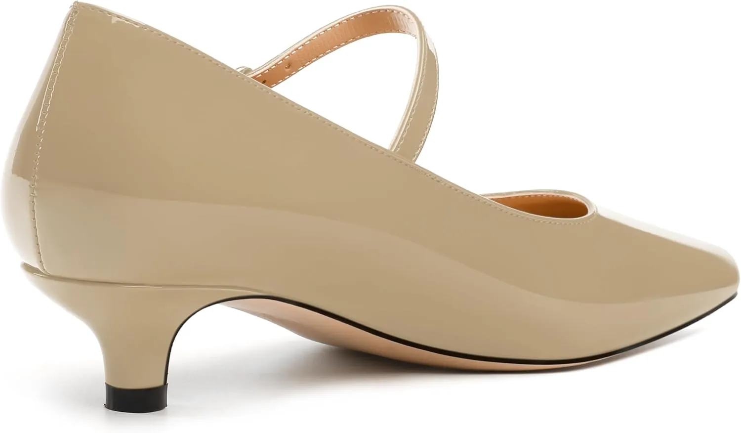 SKYSTERRY Mary Jane Shoes Women Pointed Closed Toe Low Kitten Heels Patent Leather Shoes Ankle Buckle Pumps Strappy Heels Dress Shoes for Women Work Comfortable Elegant