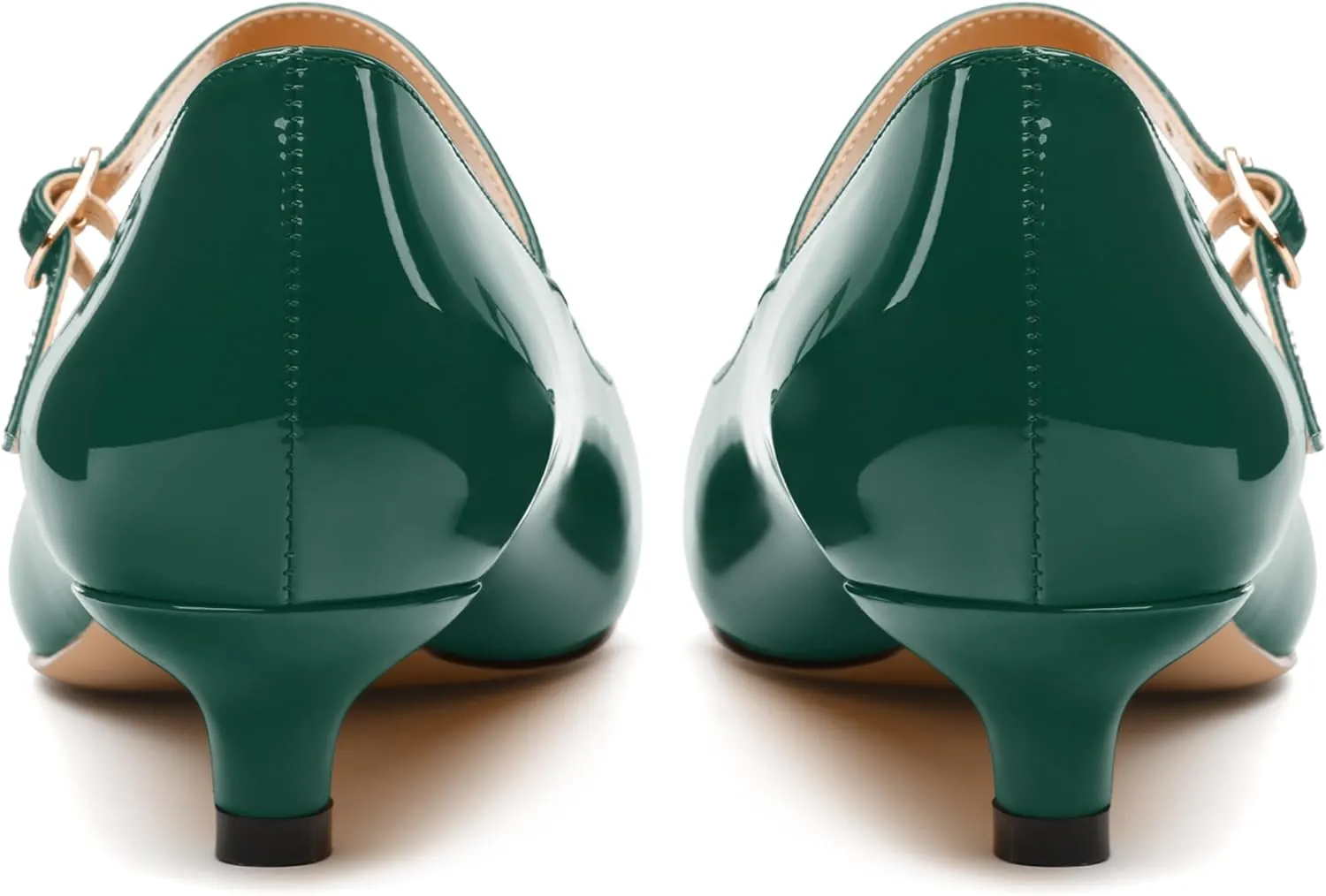 SKYSTERRY Mary Jane Shoes Women Pointed Closed Toe Low Kitten Heels Patent Leather Shoes Ankle Buckle Pumps Strappy Heels Dress Shoes for Women Work Comfortable Elegant