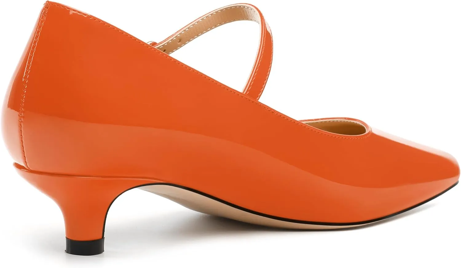 SKYSTERRY Mary Jane Shoes Women Pointed Closed Toe Low Kitten Heels Patent Leather Shoes Ankle Buckle Pumps Strappy Heels Dress Shoes for Women Work Comfortable Elegant